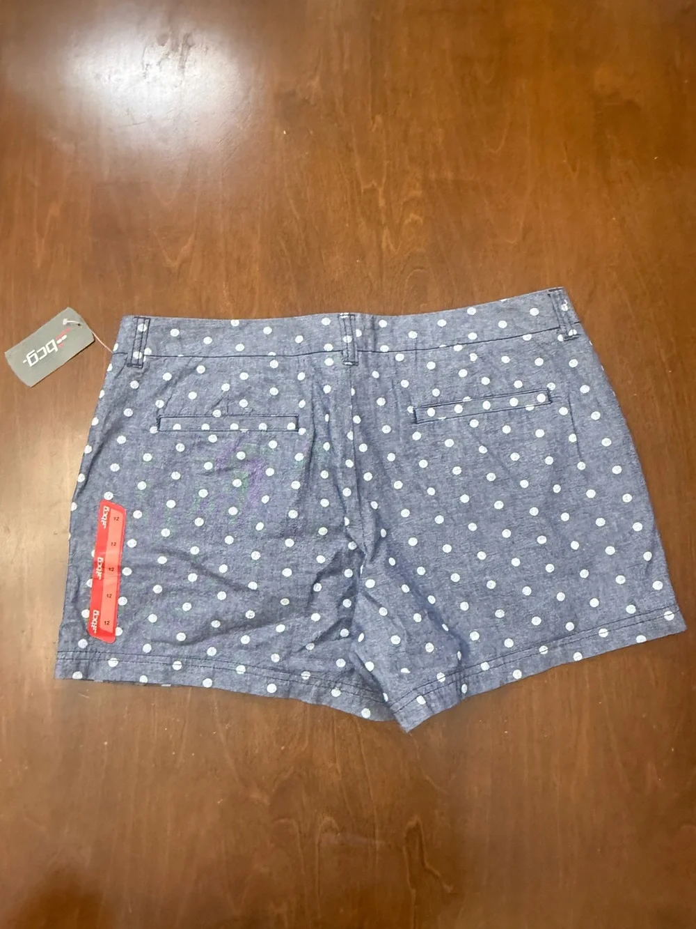 BCG Academy Oxford 4” Polka Dot Shorts Size 12 NWT